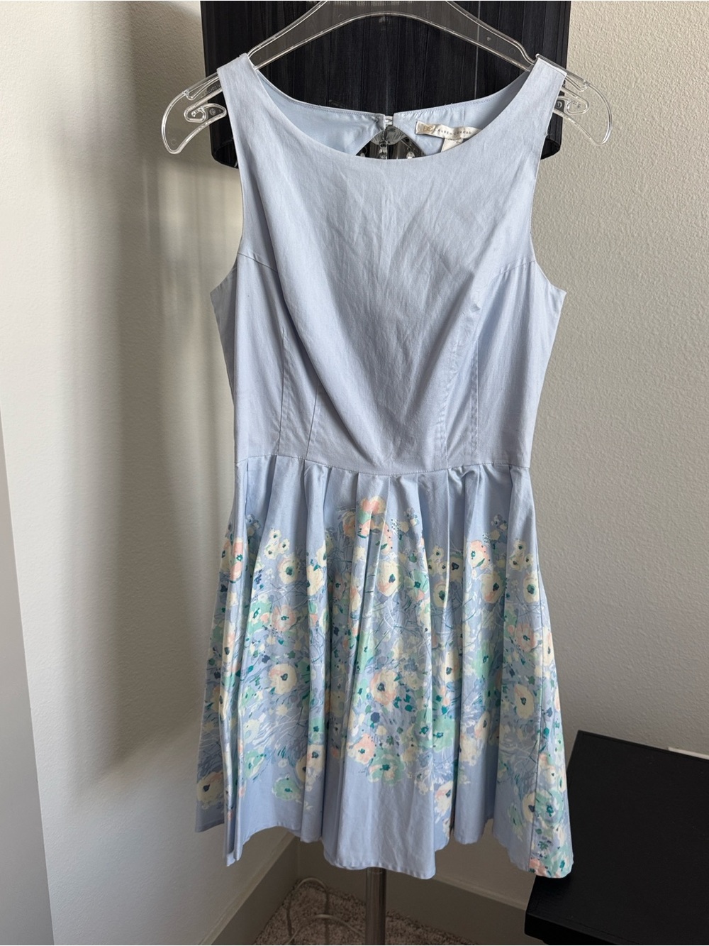 LC Lauren Conrad Light Blue Floral Fit & Flare Dress, 4